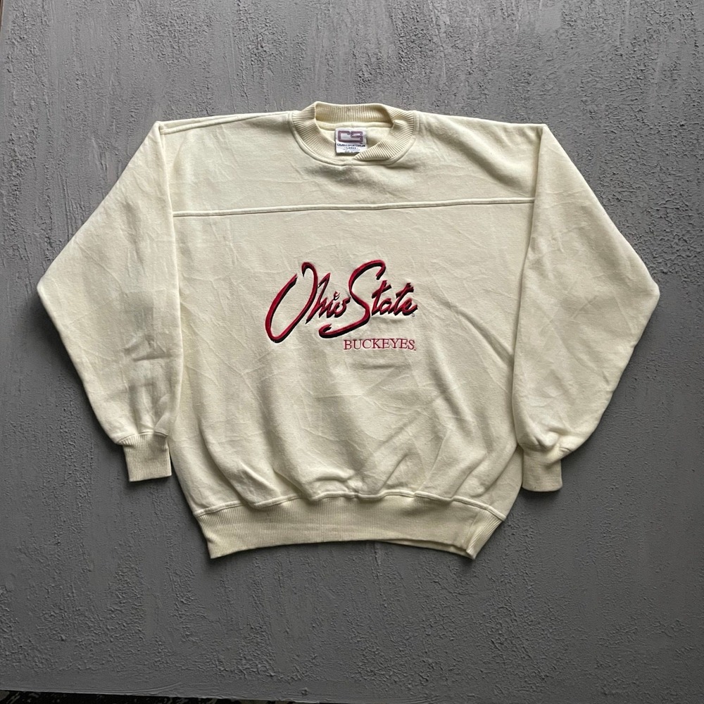 Vintage Ohio State Buckeyes Sweatshirt Mens Large Cream 90s Crable Sportswear